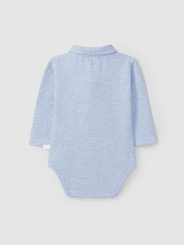 Pique bodysuit with pointy collar Pique bodysuit with pointy collar
