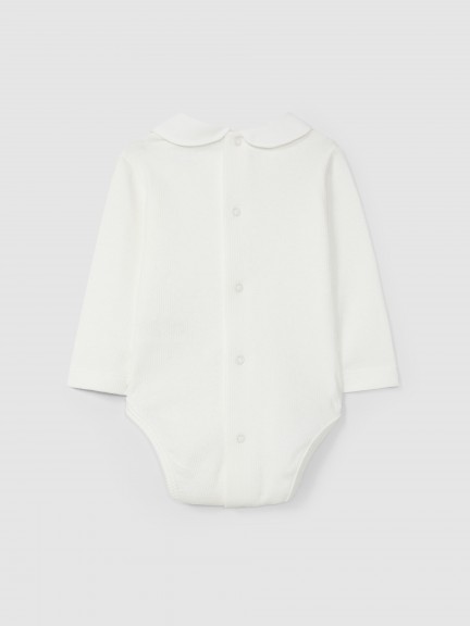 Bodysuit with round fabric collar Bodysuit with round fabric collar