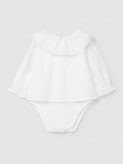 Body-blouse with embroidered ruffled collar Body-blouse with embroidered ruffled collar