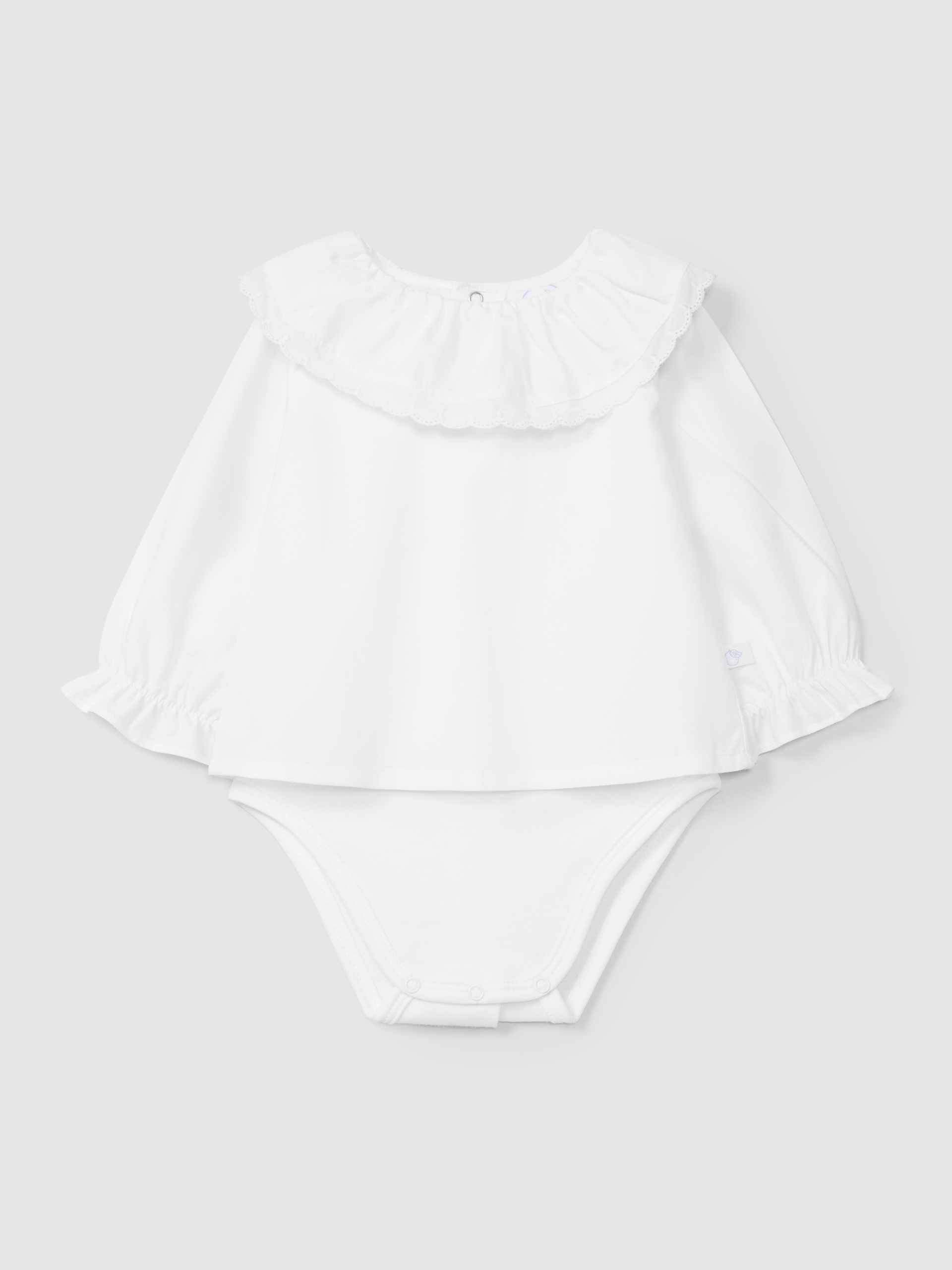 Body-blouse with embroidered ruffled collar