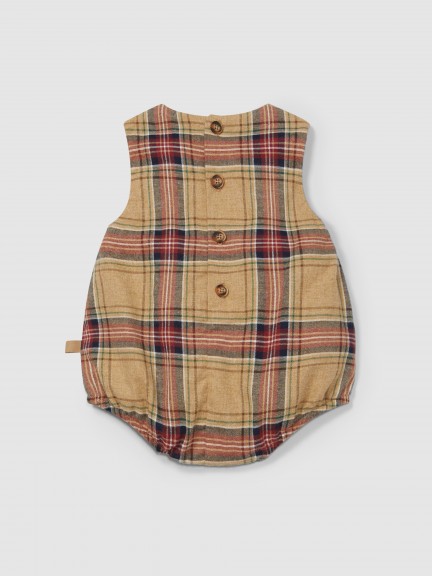 Shortie in organic cotton plaid with smocking Shortie in organic cotton plaid with smocking