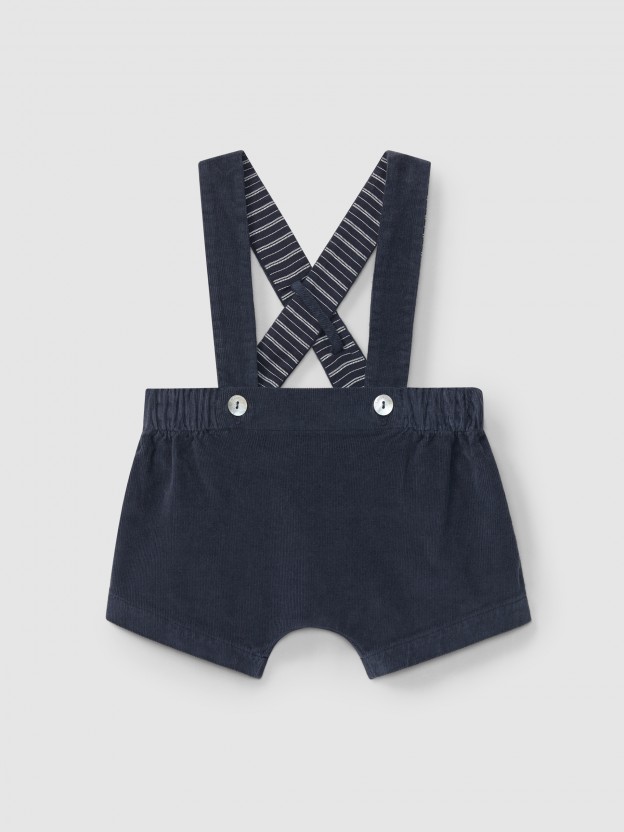 Short � bretelles en velours micro-c�tel�