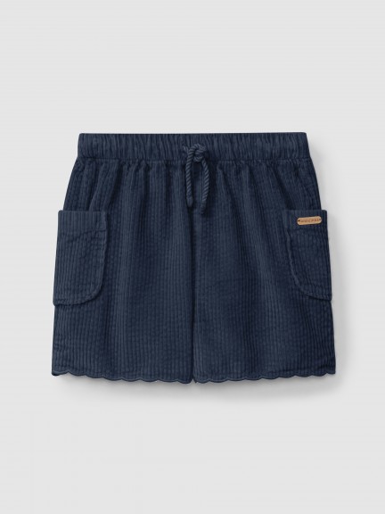 Short en velours c�tel� avec d�tail d�coratif