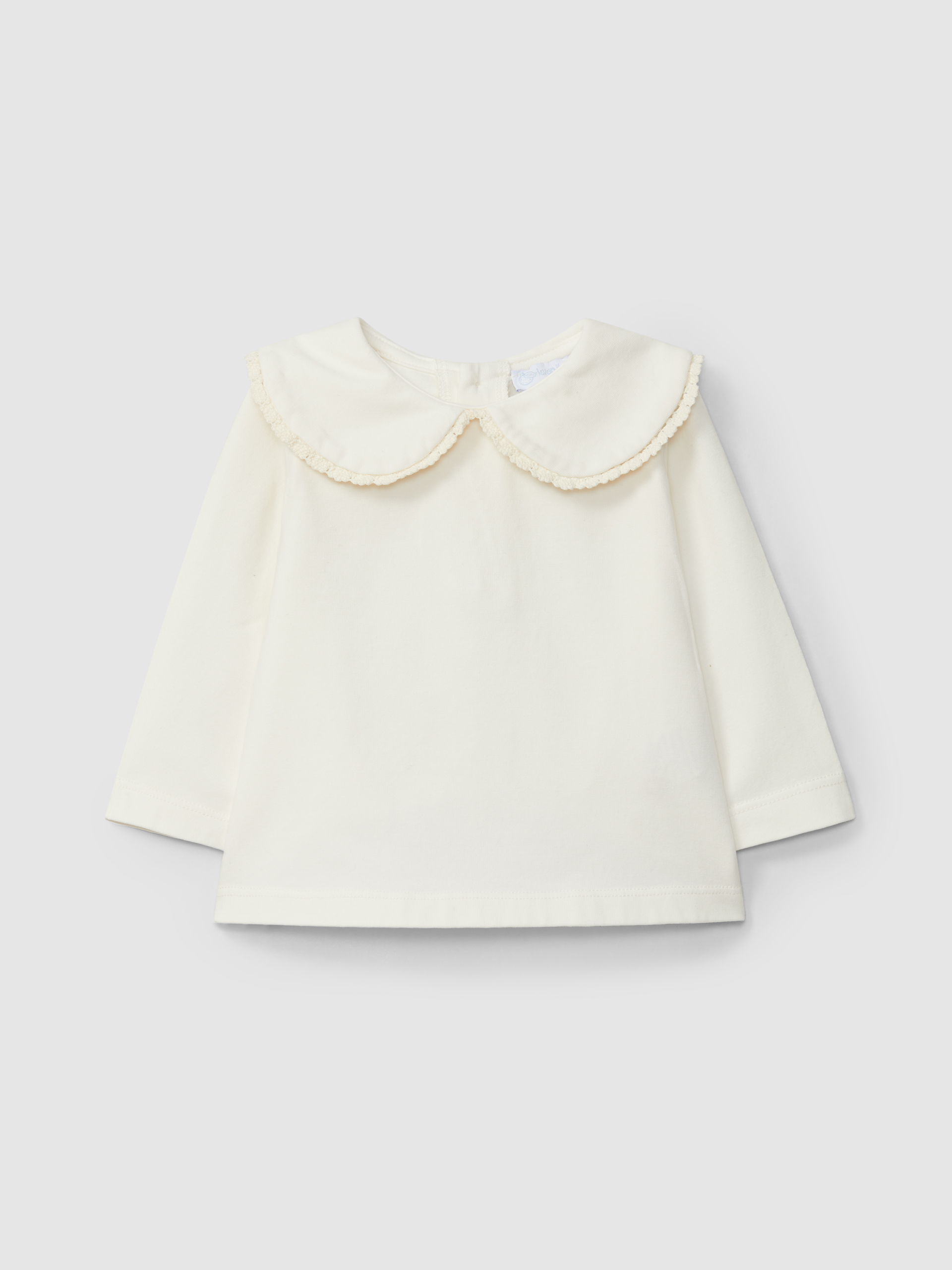 Longsleeve round collar with crochet ribbon detail