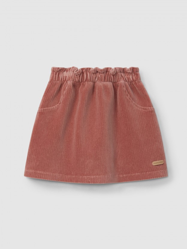 Pull-up skirt with decorative pockets Pull-up skirt with decorative pockets