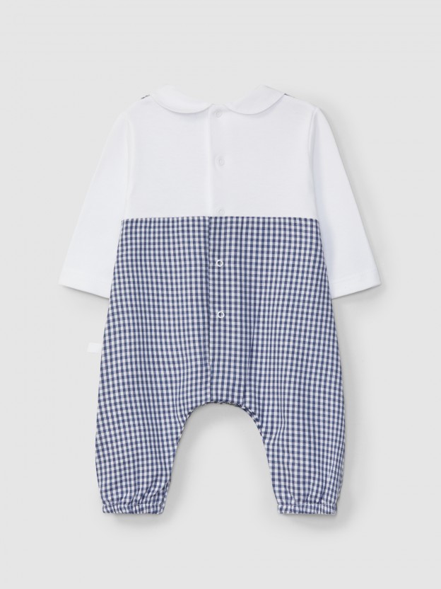 Two-in-one smocked romper with print
