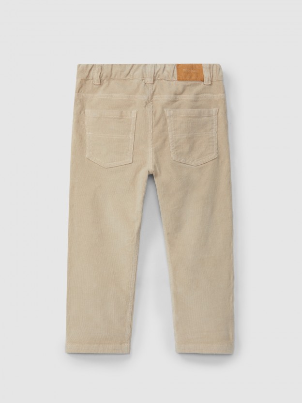 Pantalon � quatre poches en velours micro-c�tel�