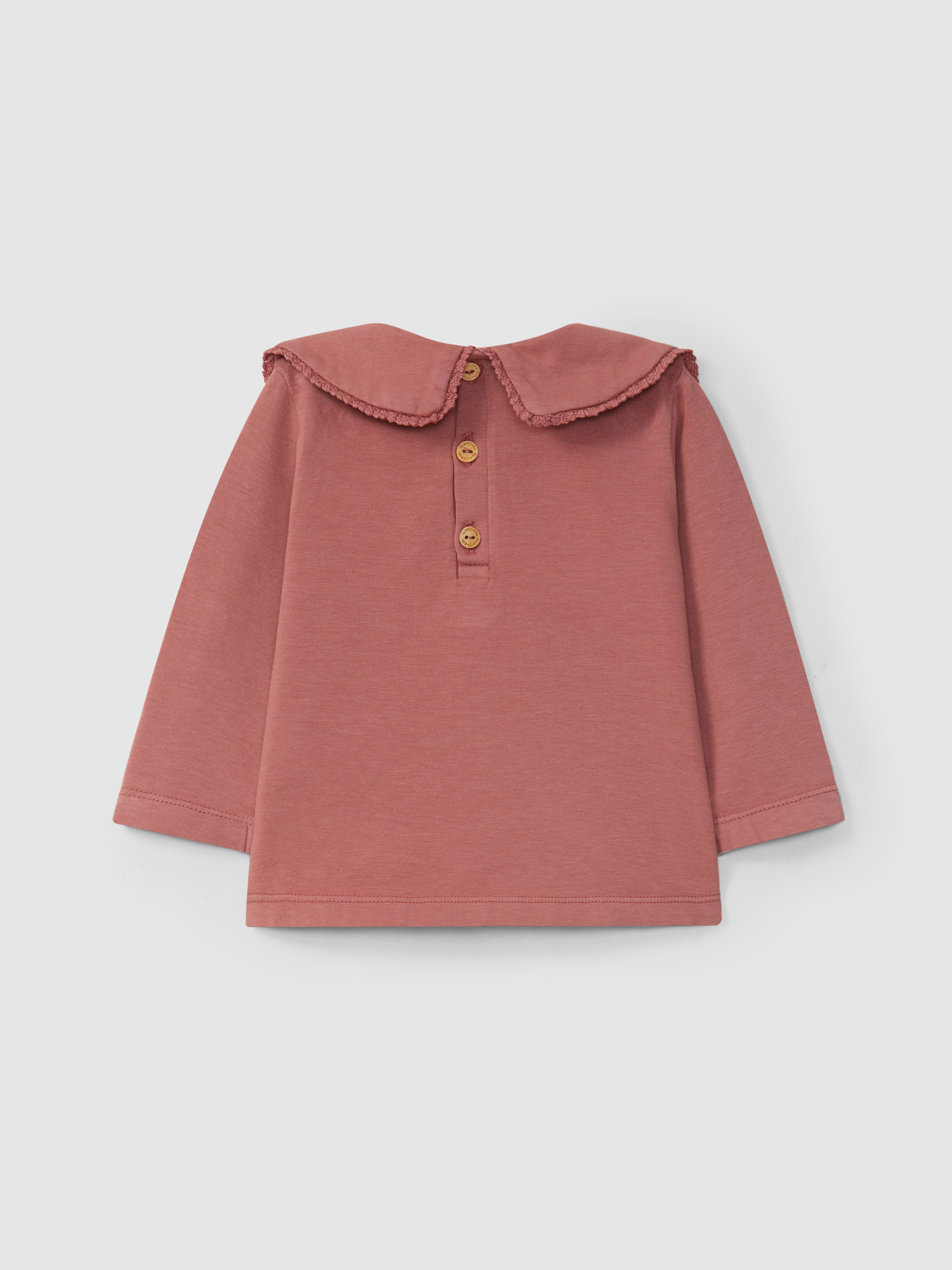 Longsleeve gola redonda com detalhe de fita croché