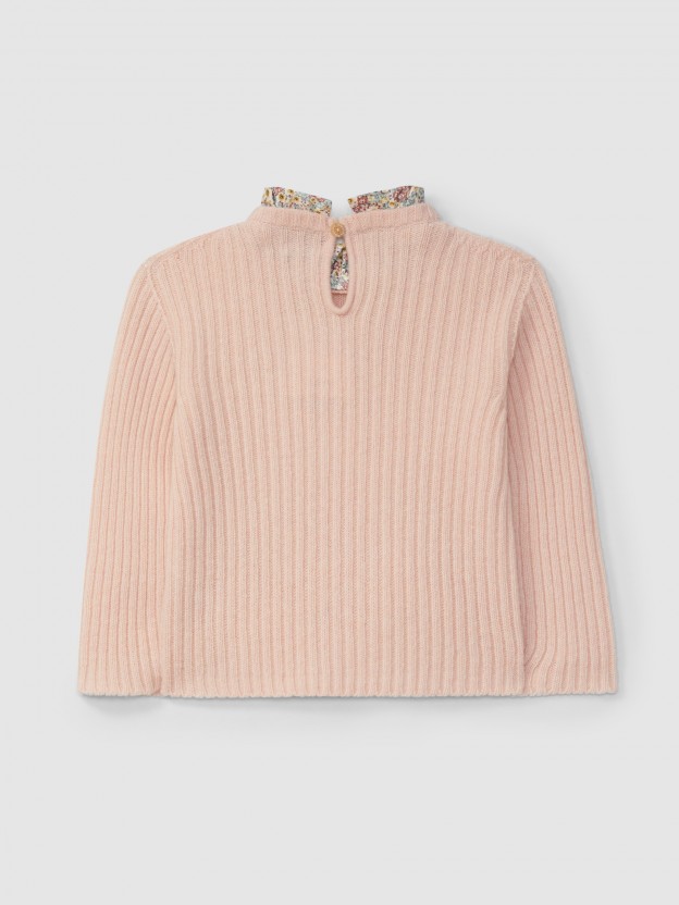 Camisola tricotada com gola amov�vel