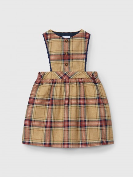 Dungaree dress in organic cotton plaid Dungaree dress in organic cotton plaid