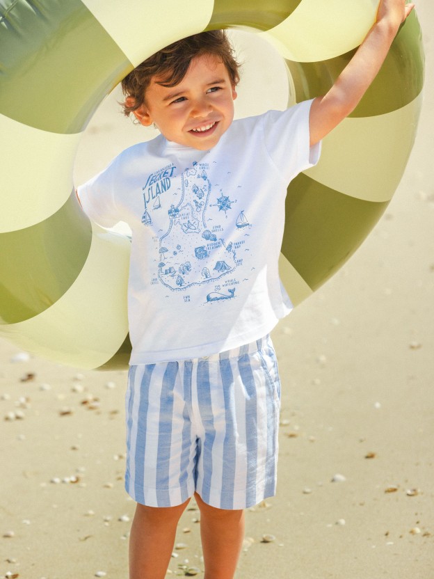 Pull-up shorts in striped Oxford fabric Pull-up shorts in striped Oxford fabric
