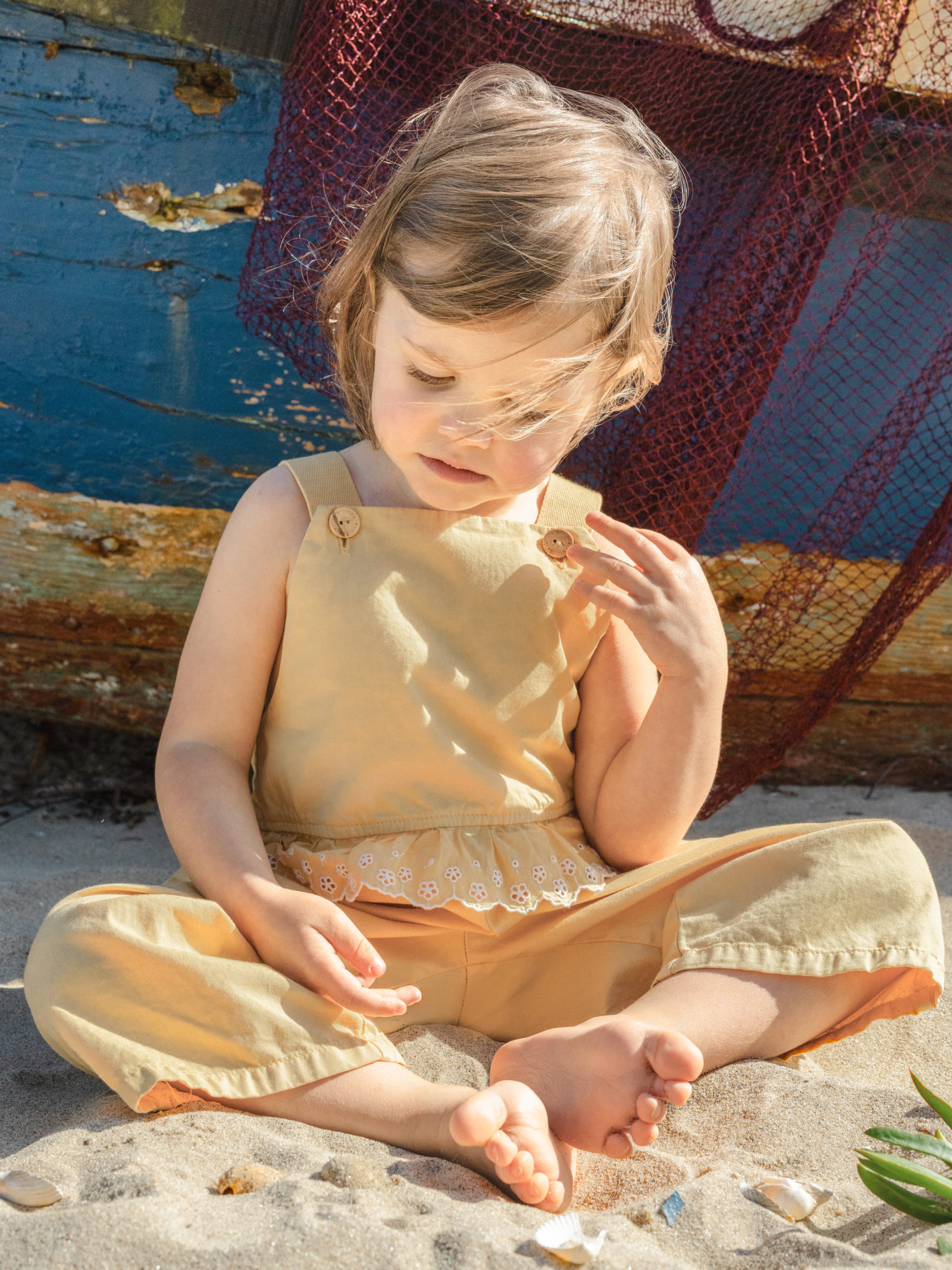 Dungarees ruffled detail English embroidery