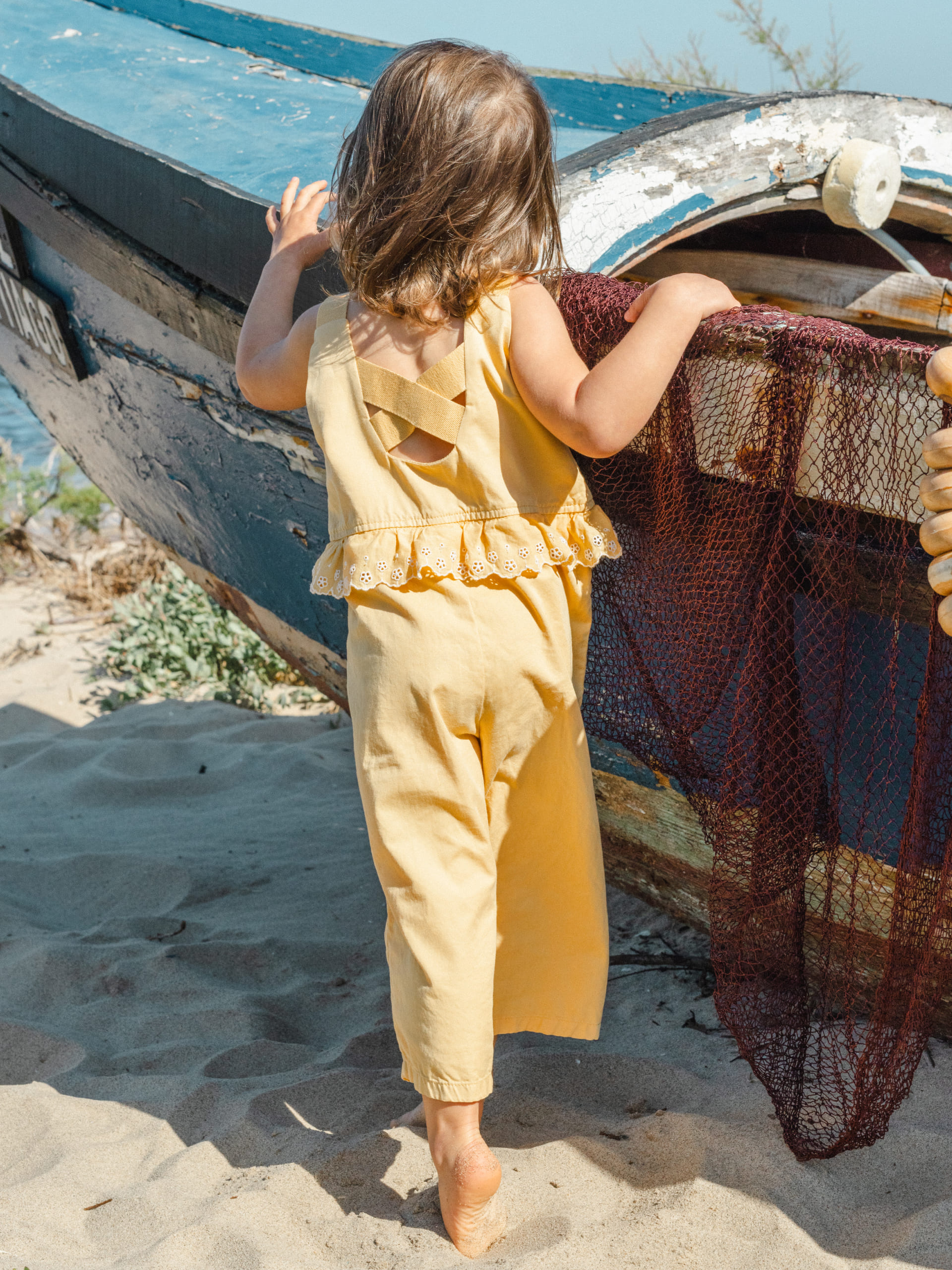 Dungarees ruffled detail English embroidery