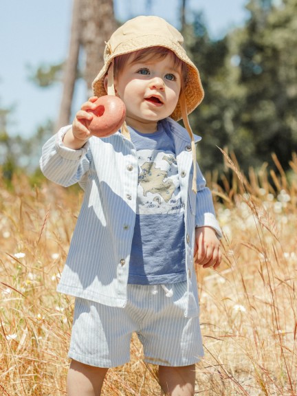 Striped denim fabric shirt Striped denim fabric shirt