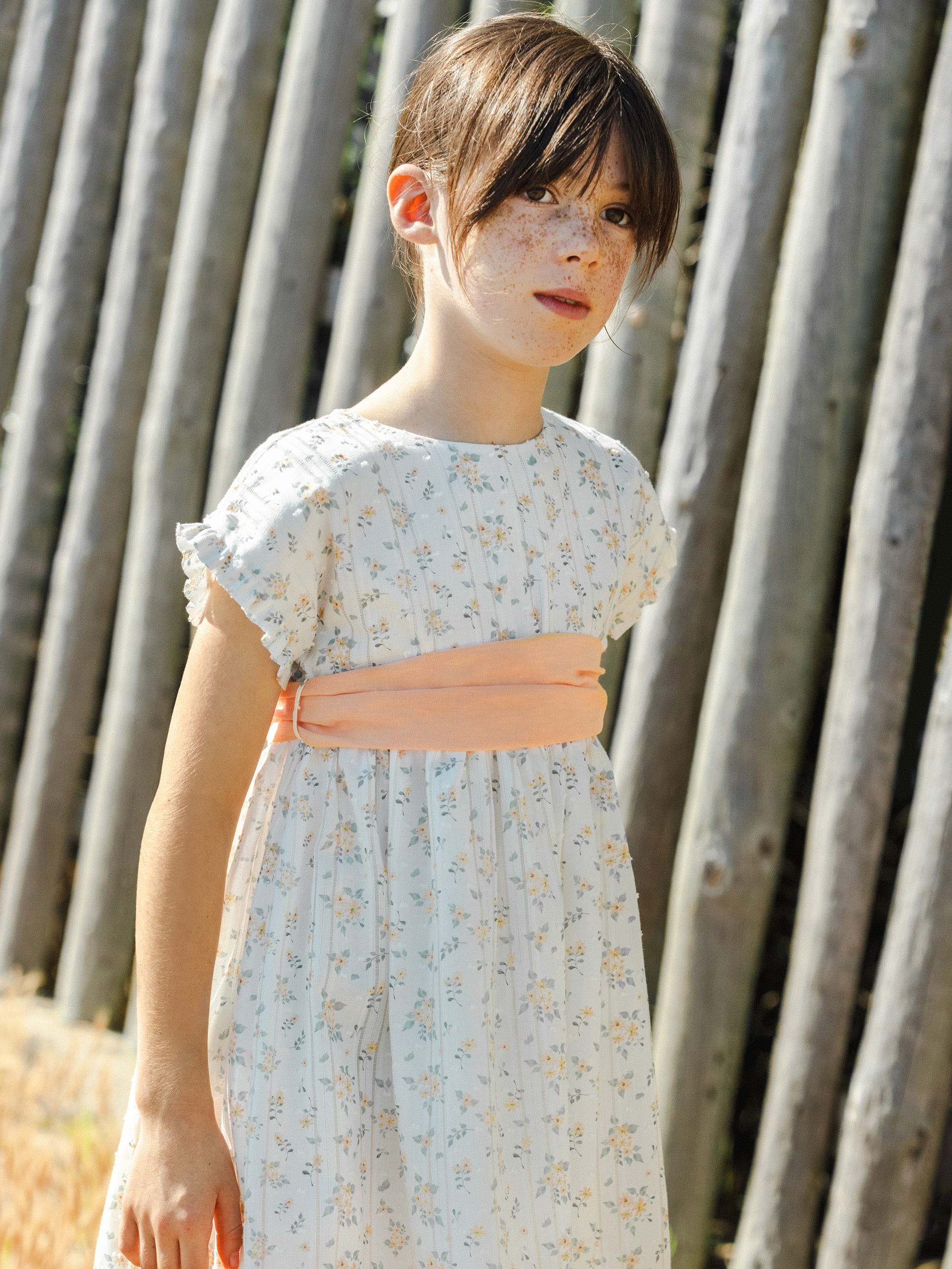 Robe plumetis avec imprimé fleuri