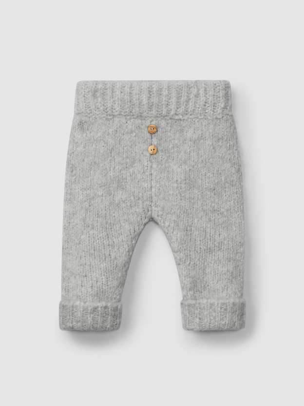 Pantalón pull-up liso de punto Pantalón pull-up liso de punto