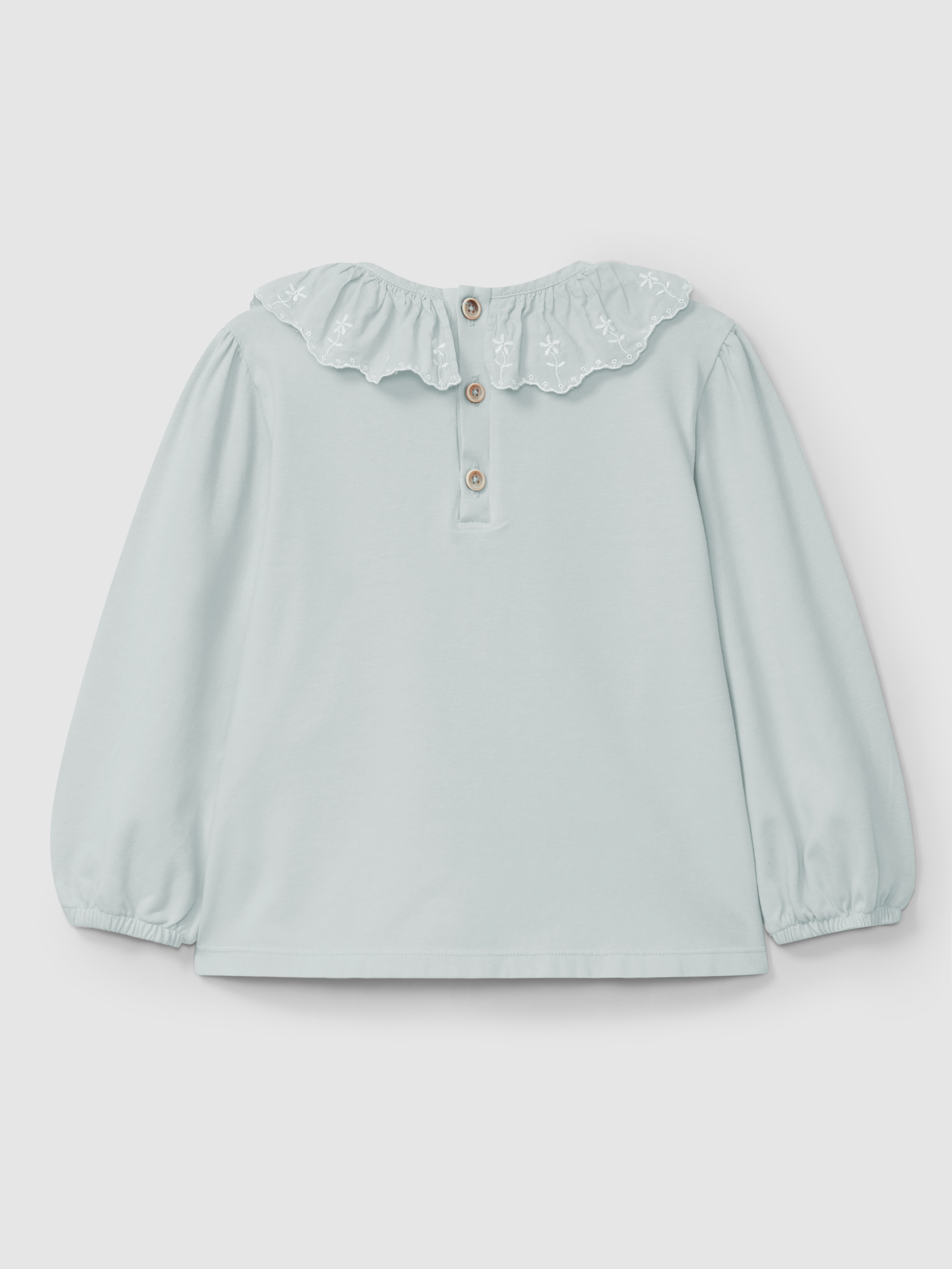 Longsleeve com gola de folho flores bordadas