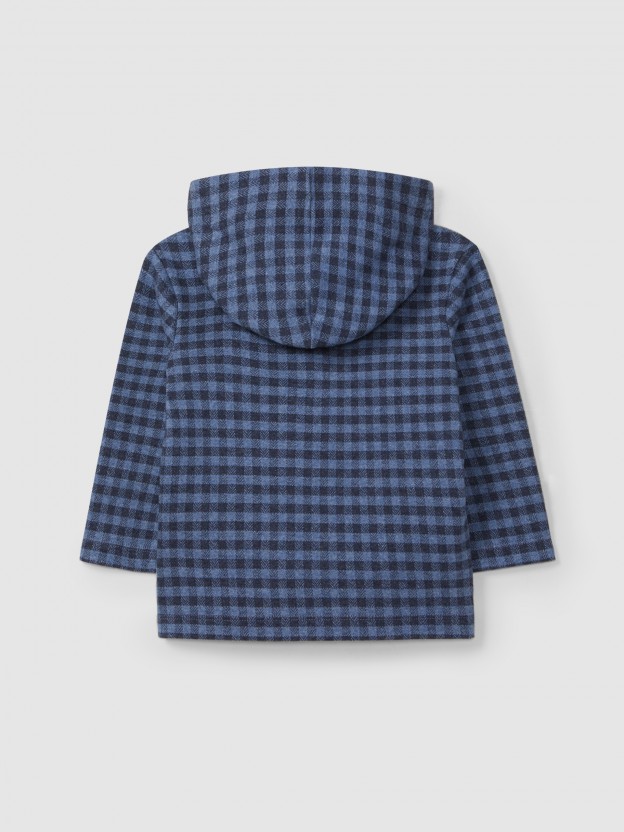 Sweatshirt com capuz em malha jacquard xadrez Sweatshirt com capuz em malha jacquard xadrez