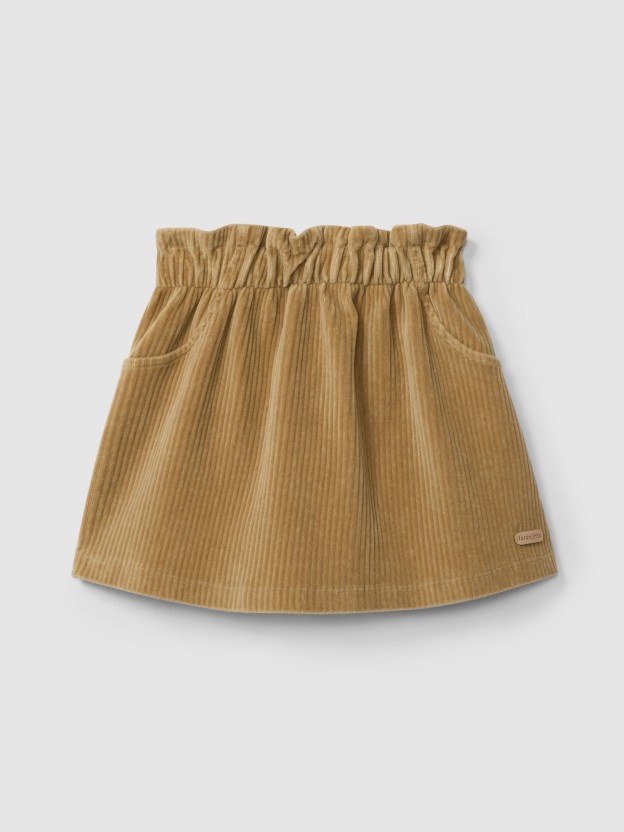 Pull-up skirt with decorative pockets Pull-up skirt with decorative pockets
