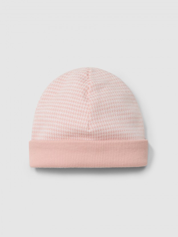 Beanie in pied-de-poule jacquard knit Beanie in pied-de-poule jacquard knit