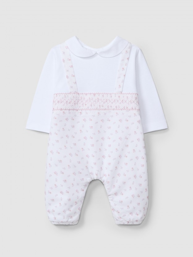 Two-in-one smocked romper with print Two-in-one smocked romper with print