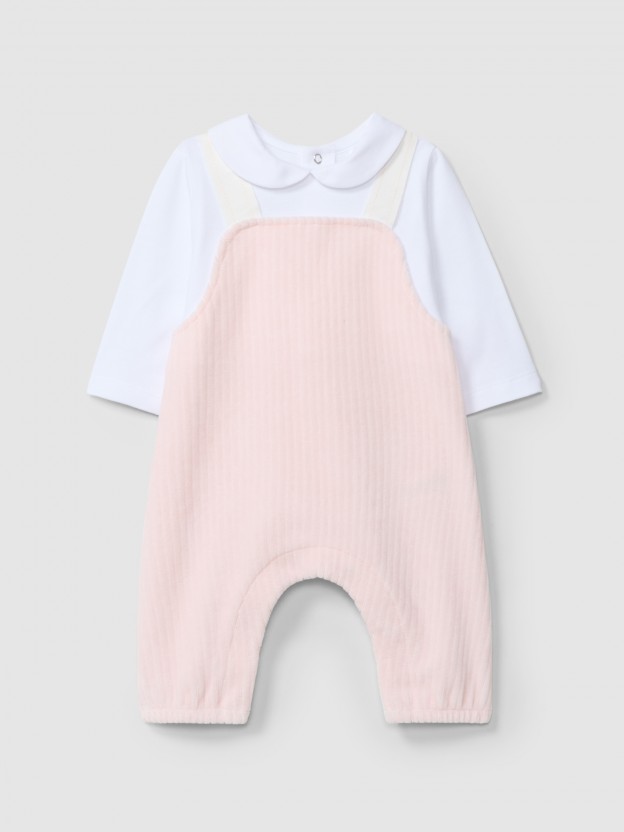 Two-in-one romper in wide-ribbed velvet Two-in-one romper in wide-ribbed velvet