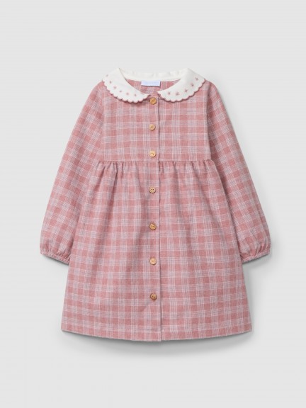 Robe � carreaux � col brod�
