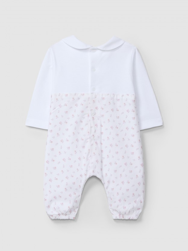 Two-in-one smocked romper with print Two-in-one smocked romper with print