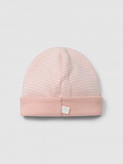 Gorro en punto jacquard pata de gallo Gorro en punto jacquard pata de gallo
