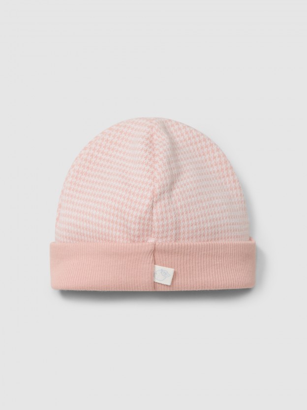 Beanie in pied-de-poule jacquard knit Beanie in pied-de-poule jacquard knit