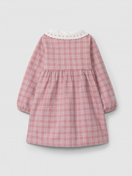 Robe à carreaux à col brodé Robe à carreaux à col brodé