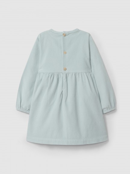 Micro-corduroy dress with embroidered flowers detail Micro-corduroy dress with embroidered flowers detail