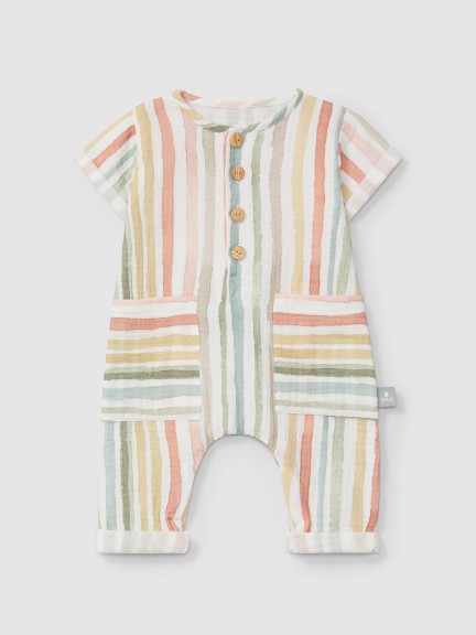 Macacão de riscas multicolor Macacão de riscas multicolor