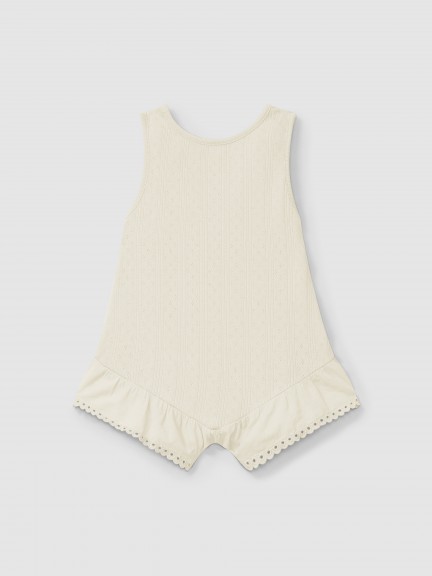 Ajour pattern jumpsuit with English embroidery Ajour pattern jumpsuit with English embroidery