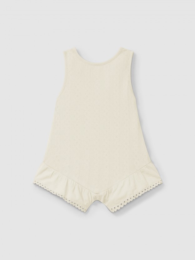 Ajour pattern jumpsuit with English embroidery Ajour pattern jumpsuit with English embroidery