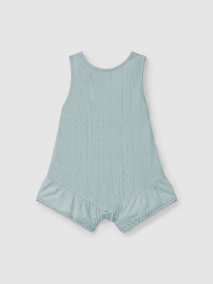 Ajour pattern jumpsuit with English embroidery Ajour pattern jumpsuit with English embroidery