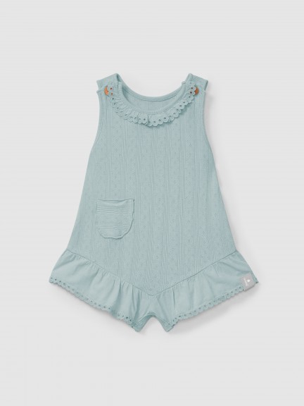 Ajour pattern jumpsuit with English embroidery Ajour pattern jumpsuit with English embroidery