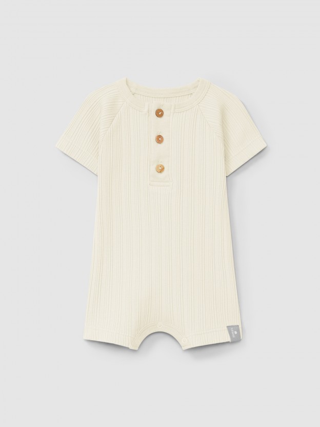 Ribbed jersey short-leg romper Ribbed jersey short-leg romper