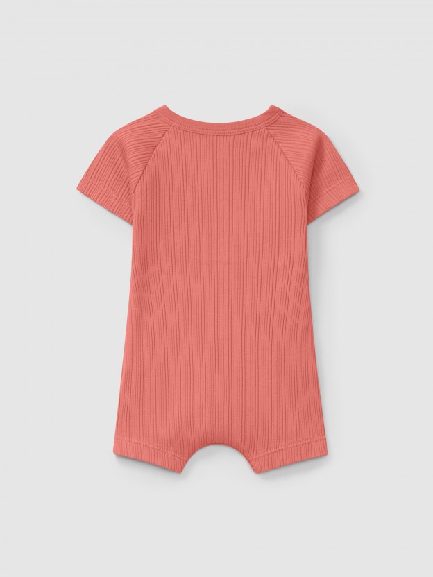 Ribbed jersey short-leg romper Ribbed jersey short-leg romper