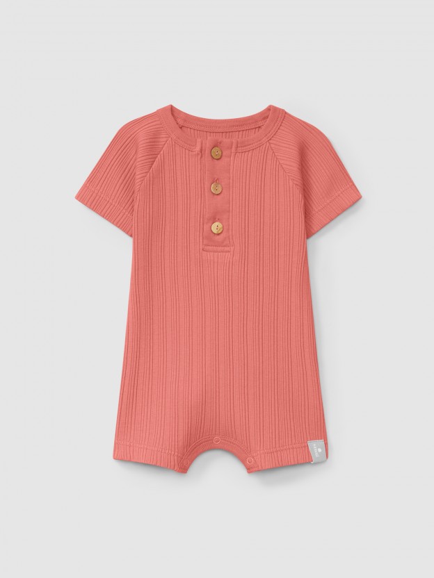 Ribbed jersey short-leg romper Ribbed jersey short-leg romper
