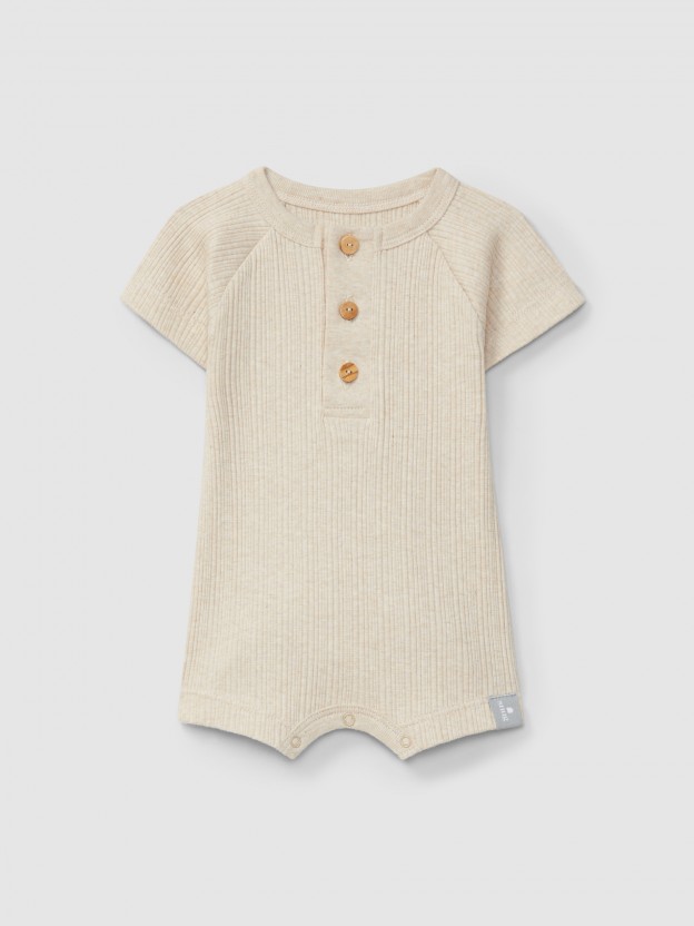 Ribbed jersey short-leg romper Ribbed jersey short-leg romper