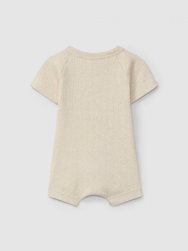 Ribbed jersey short-leg romper Ribbed jersey short-leg romper