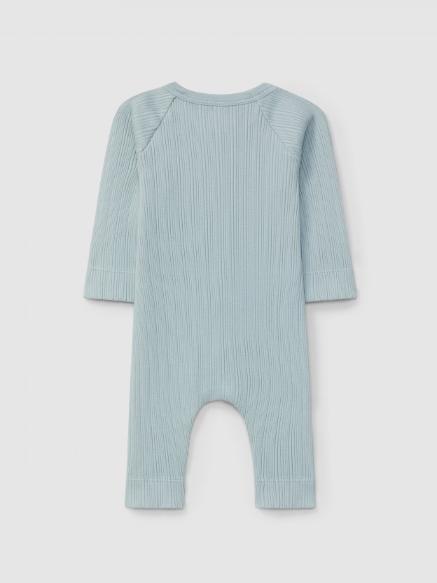 Ribbed jersey romper with pocket