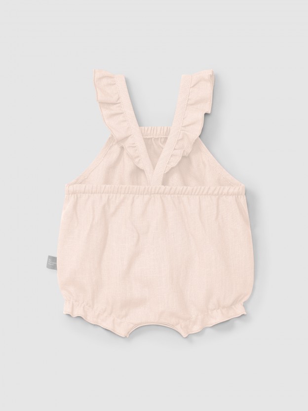 Plain shortie in linen with cotton and straps with ruffle