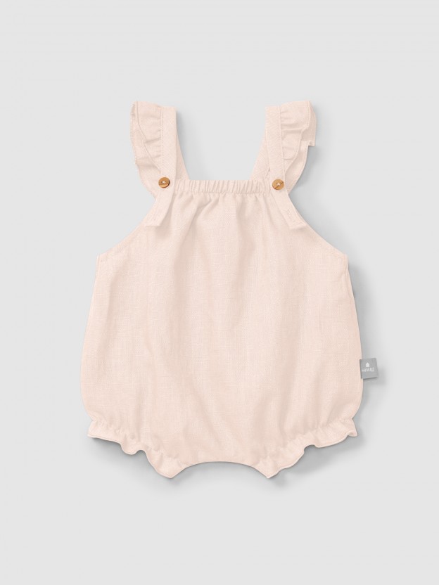 Plain shortie in linen with cotton and straps with ruffle