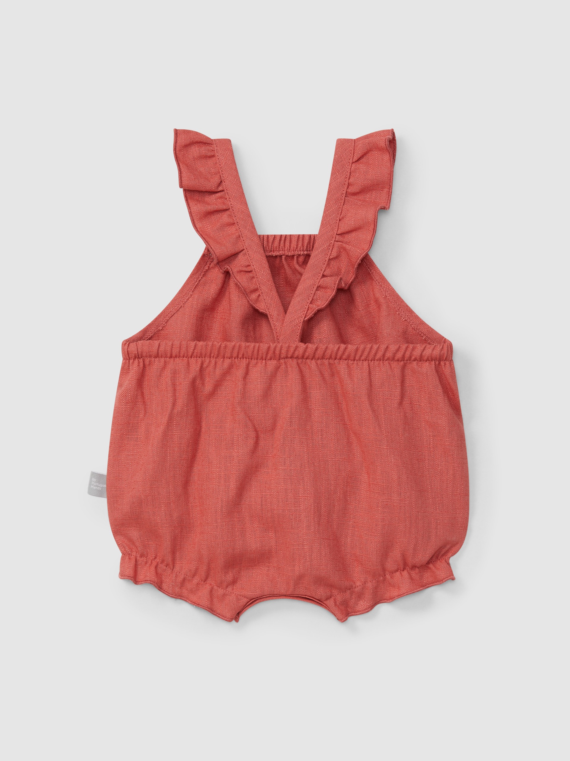 Plain shortie in linen with cotton and straps with ruffle