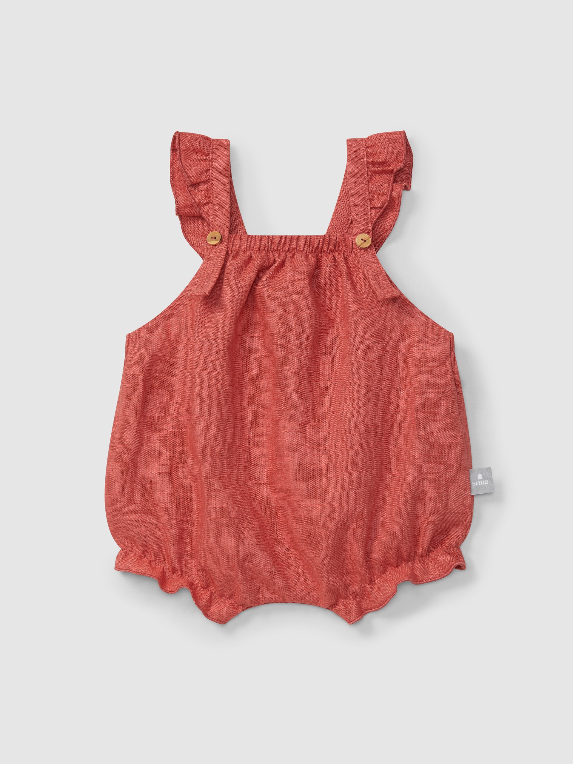 Plain shortie in linen with cotton and straps with ruffle
