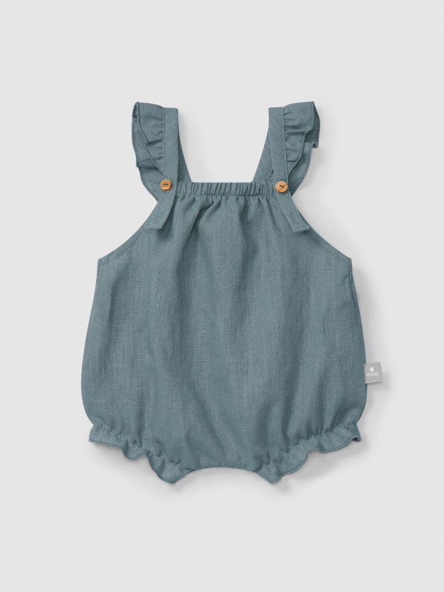 Plain shortie in linen with cotton and straps with ruffle Plain shortie in linen with cotton and straps with ruffle