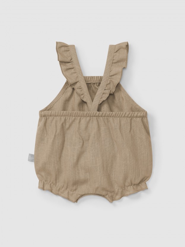 Plain shortie in linen with cotton and straps with ruffle Plain shortie in linen with cotton and straps with ruffle