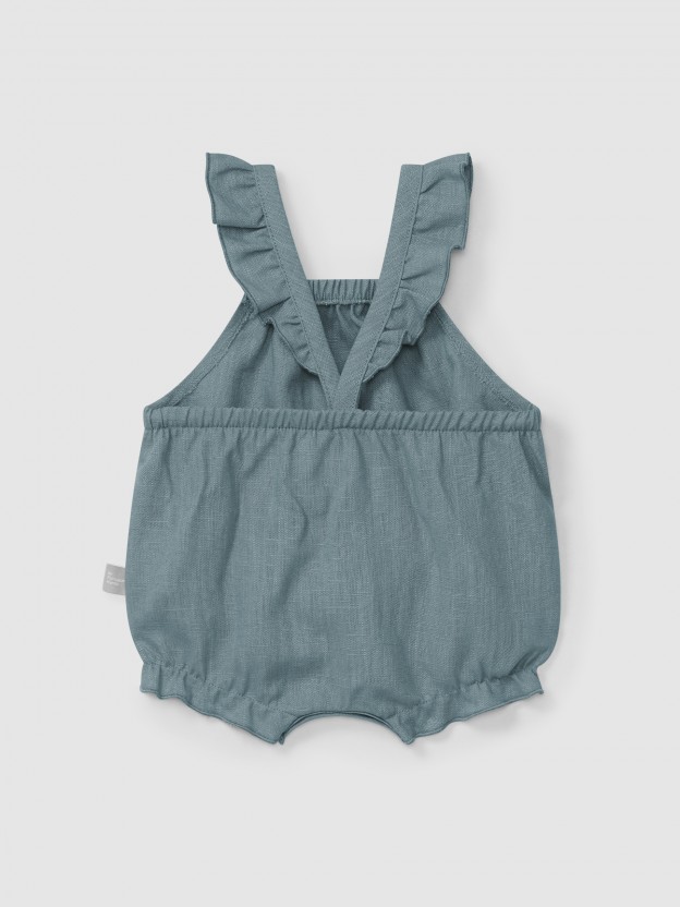 Plain shortie in linen with cotton and straps with ruffle Plain shortie in linen with cotton and straps with ruffle
